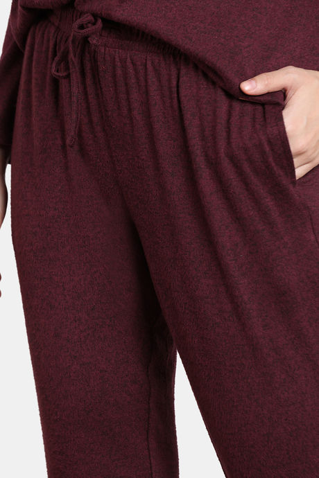 Zivame Light Jaspe Knit Poly Lifewear Set - Windsor Wine — image 6